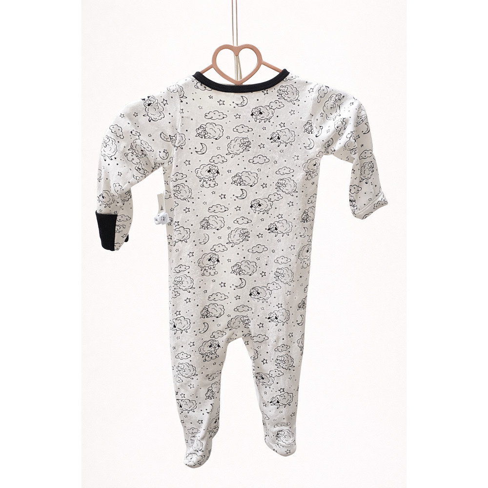 Wonder Nation Baby 6-9M Sheep Print Footed Sleeper Cotton Neutral Sleepwear - Picture 2 of 10